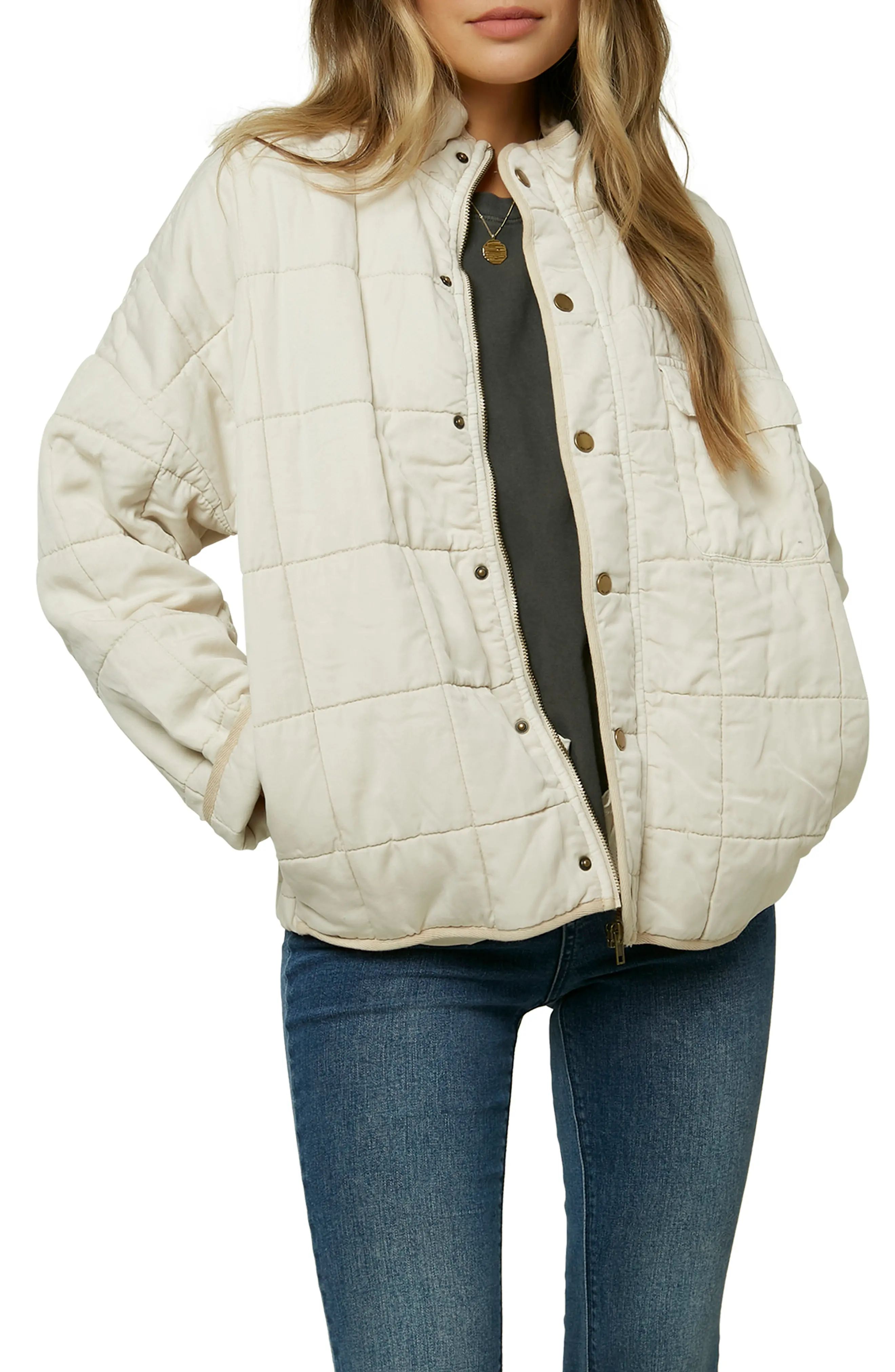 O'Neill Mable Quilted Jacket, Size X-Large in Bone at Nordstrom | Nordstrom