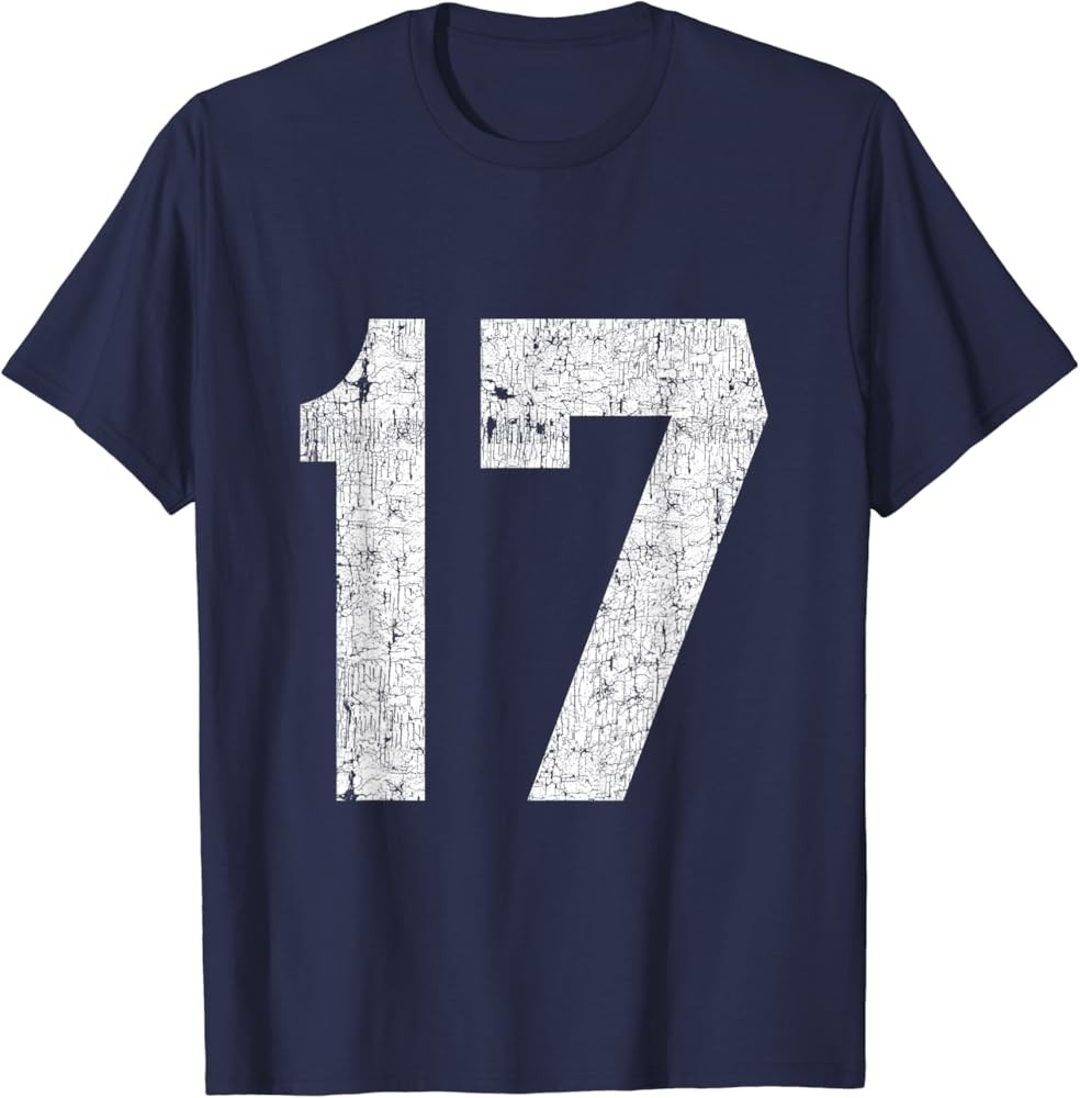 Jersey Uniform Number #17 Athletic Style Sports Graphic T-Shirt | Amazon (US)
