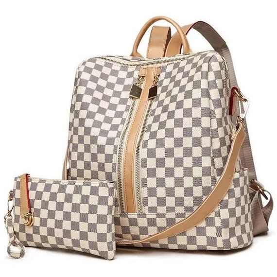 Luxe Life Checkered Backpack With Matching Wristlet  3 | Etsy | Etsy (US)