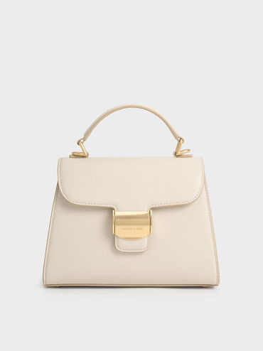 Violetta Trapeze Top Handle Bag
 - Beige | Charles & Keith US