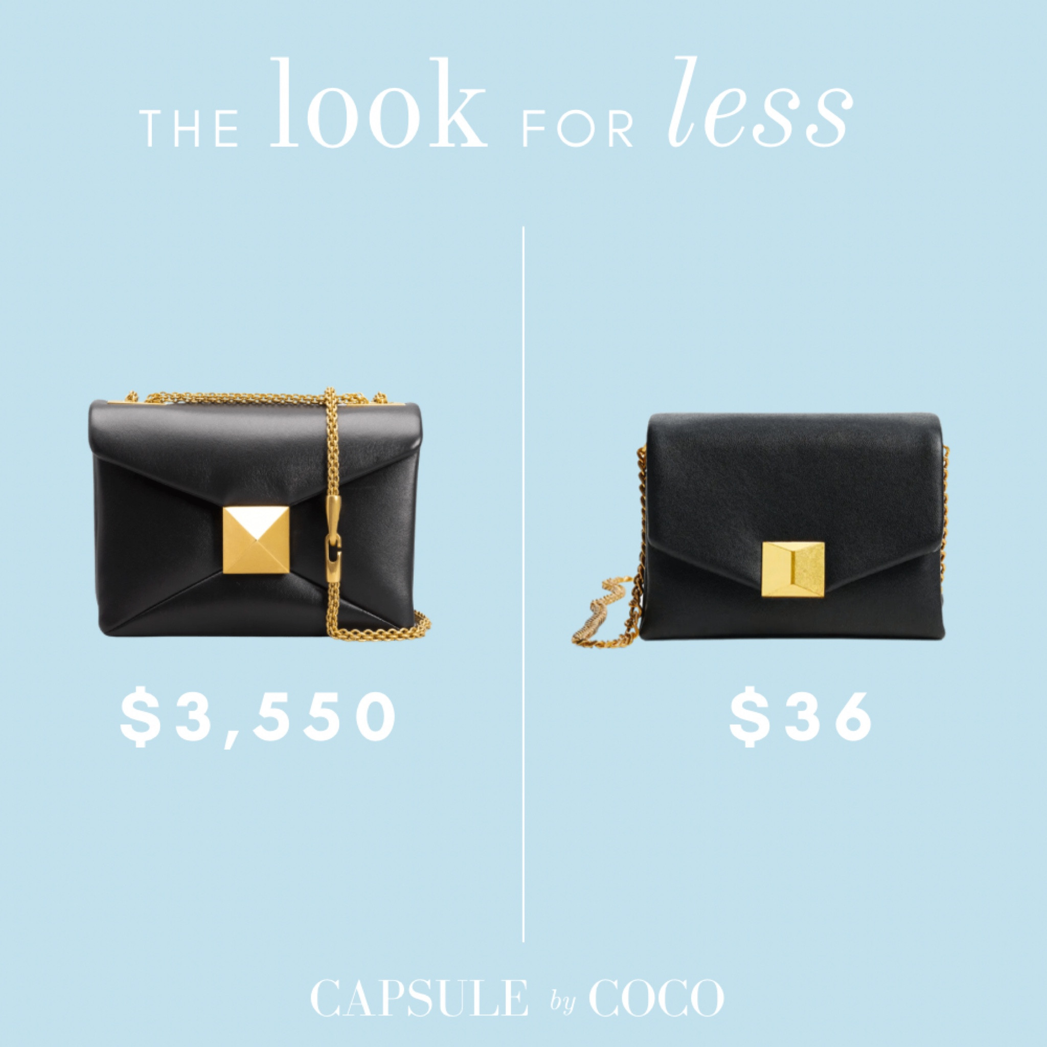 The Look for Less ⭐️ Valentino Garavani One Stud Leather Shoulder Bag OR Mango Flop Chain Bag 

#LTKstyletip #LTKitbag