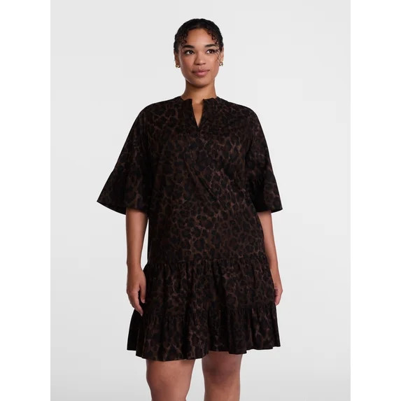 Scenario Women's and Women's Plus V Neck Mini Dress with Flutter Sleeves, Sizes XS-4X | Walmart (US)