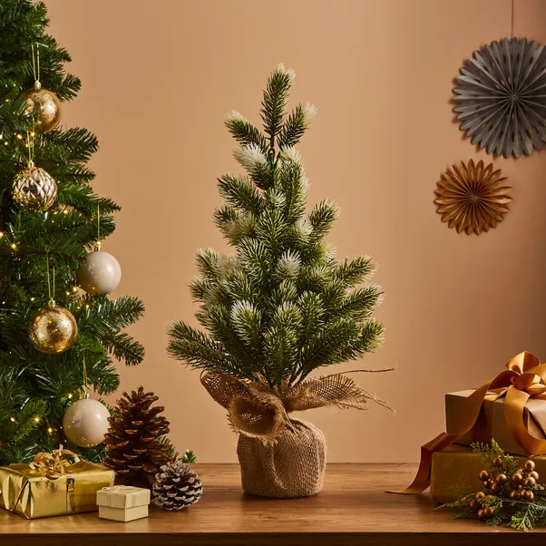 50cm Two-Tone Christmas Tree in Jute Base | Dunelm