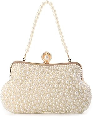 Lanpet Women Pearl Evening Handbags Noble Crystal Beaded Clutch Purse for Wedding Bridal Parites ... | Amazon (US)