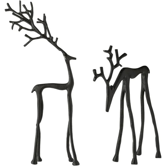 2026 Christmas Decorations - Set of 2 Black Reindeer Statues - Modern Metal Xmas Figurines - Eleg... | Walmart (US)