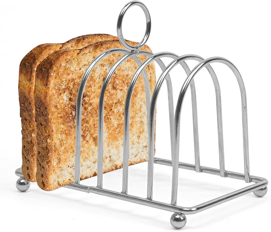 Toast Rack English Style, Toast Holder Rack, 6-Slices, Stainless Steel, Vintage British Bread Loa... | Amazon (US)