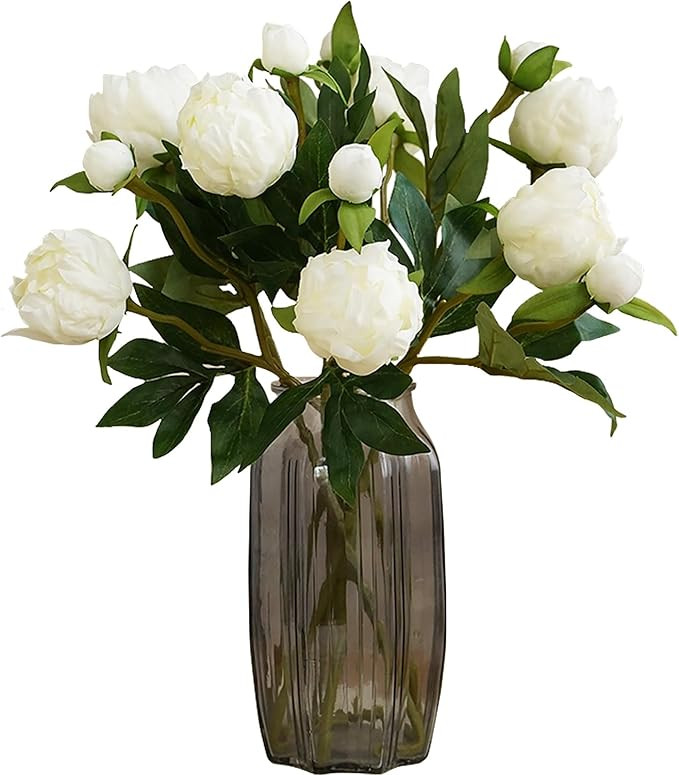 IPOPU White Peonies Artificial Flowers 8pcs Peony Silk Flowers Fake White Flowers for Wedding Cen... | Amazon (US)