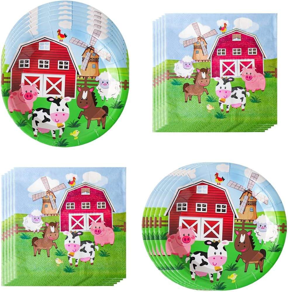 40 Piece Farm Party Supplies ,include 20 Plates, 20 Napkin ,Used for Farm Child Birthday Party De... | Amazon (US)