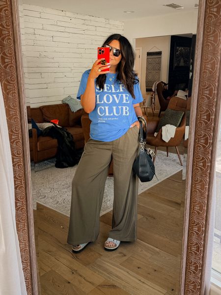 Casual trouser outfit. 
Tee: XXL
Pants: sized up on to a 16
(Recommended to size up one)
Sandals: TTS


#LTKfindsunder50 #LTKxTarget #LTKmidsize