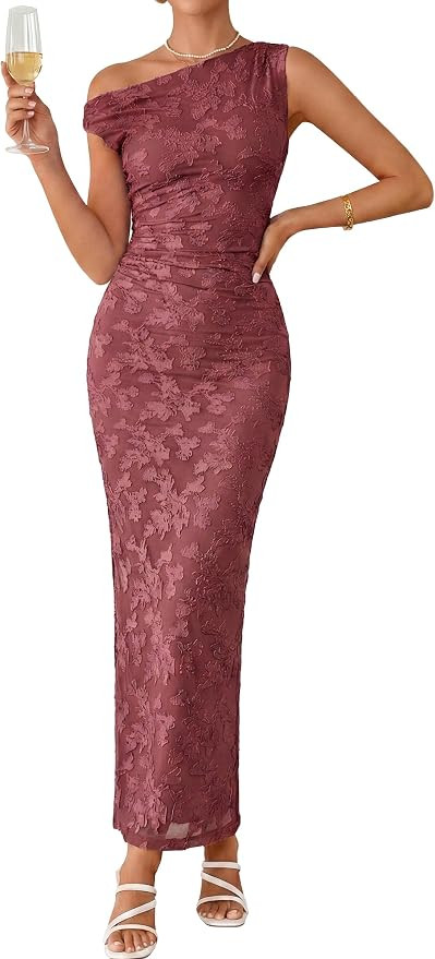 PRETTYGARDEN Womens Floral One Shoulder Maxi Dress 2026 Summer Spring Wedding Guest Formal Bodyco... | Amazon (US)