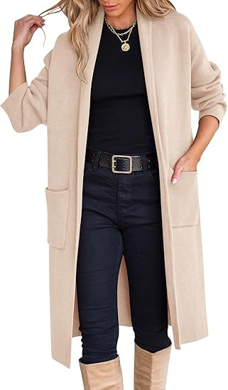 ANRABESS Women's Cardigan Long Sweater Oversized Open Front Knit Coatigan Duster Coat 2025 Trendy... | Amazon (US)