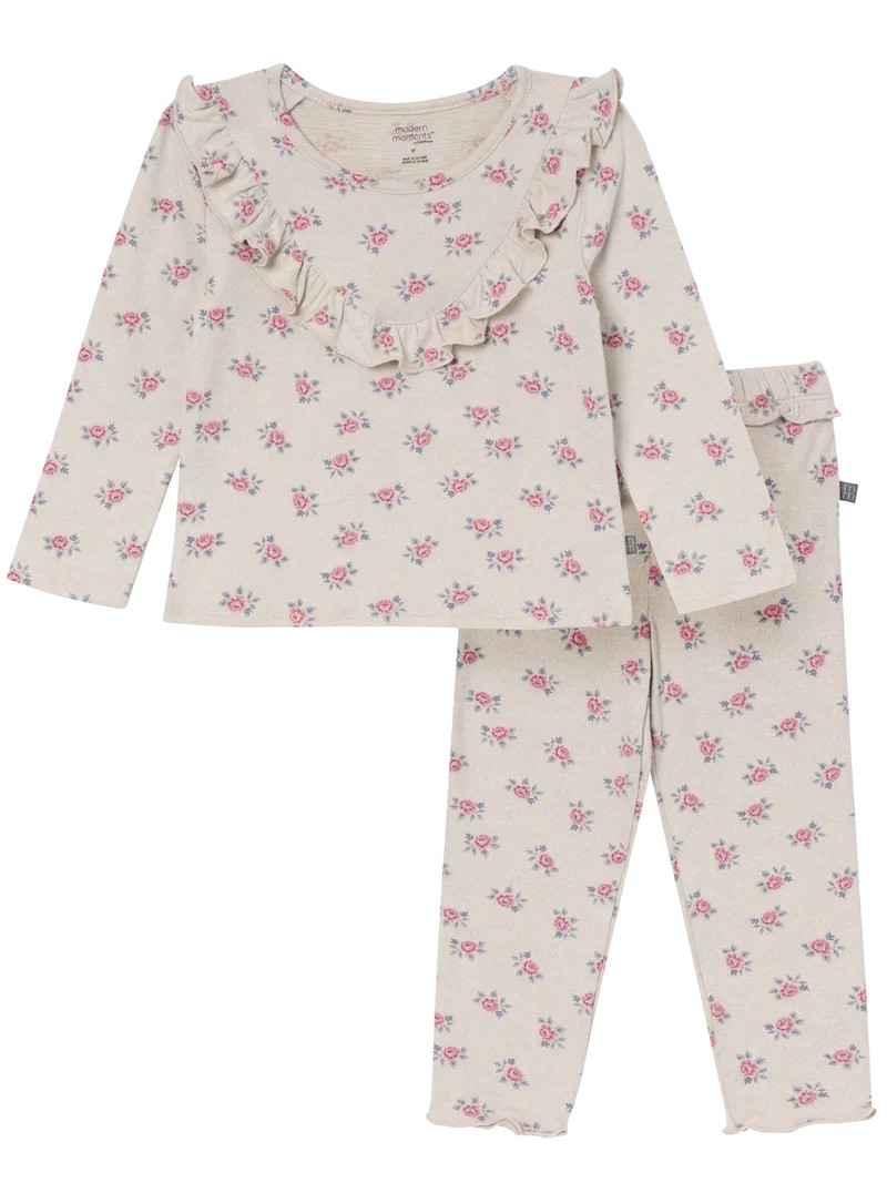 Modern Moments by Gerber Baby and Toddler Girl Ruffle Top and Legging Set, 2-Piece, Sizes 0/3 Mon... | Walmart (US)