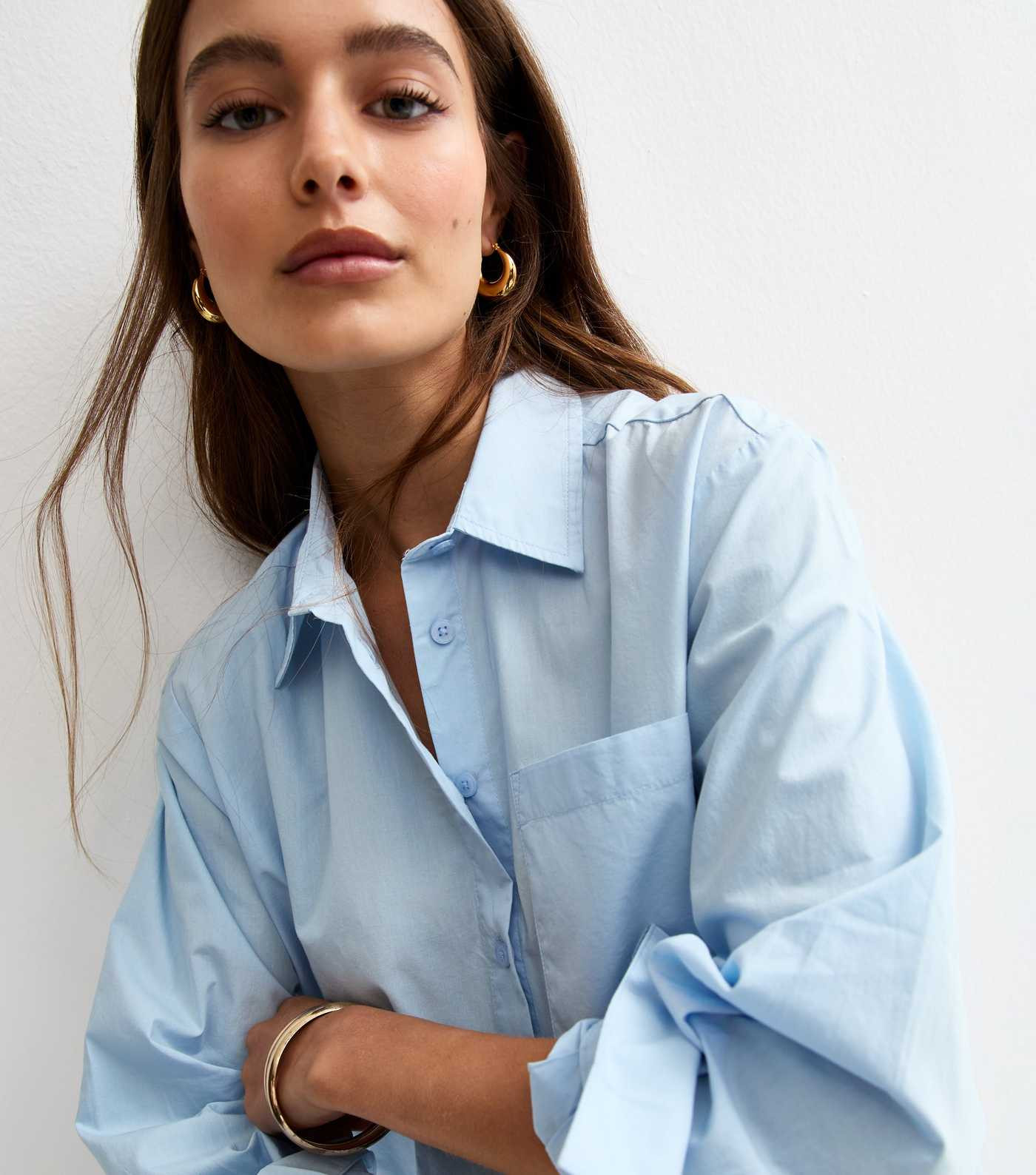 Light Blue Poplin Curved Hem Shirt | New Look | New Look (UK)