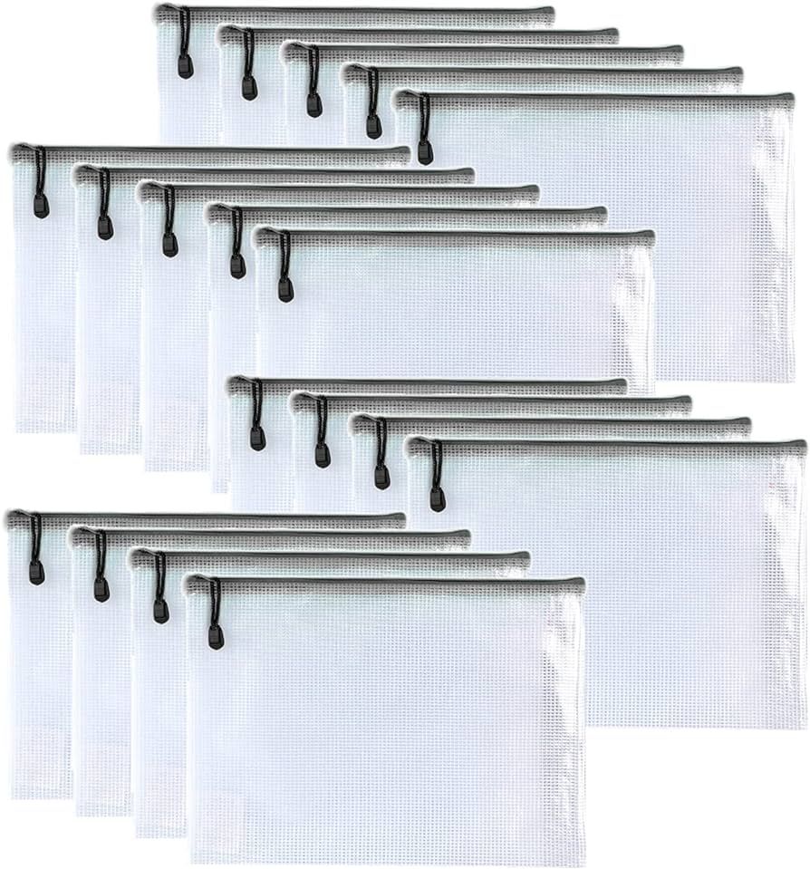 Oaimyy-18 Pcs,3"x 5",Plastic Mesh Zipper Pouch Document Folders Bag Zipper Zip File Folders for O... | Amazon (US)