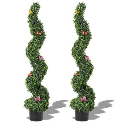 2 Pack 5.3 Ft Artificial Boxwood Topiary Trees, Tall Faux Greenery Plant, All-Year Decorative Fake Greenery, Topiary Plants Potted Trees Decoration | Target