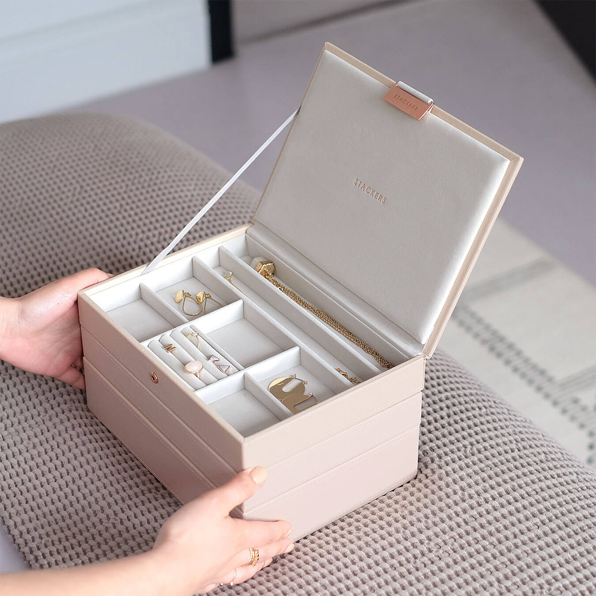 Stackers Classic Jewelry Box Starter Set Blush Set of 3 | The Container Store