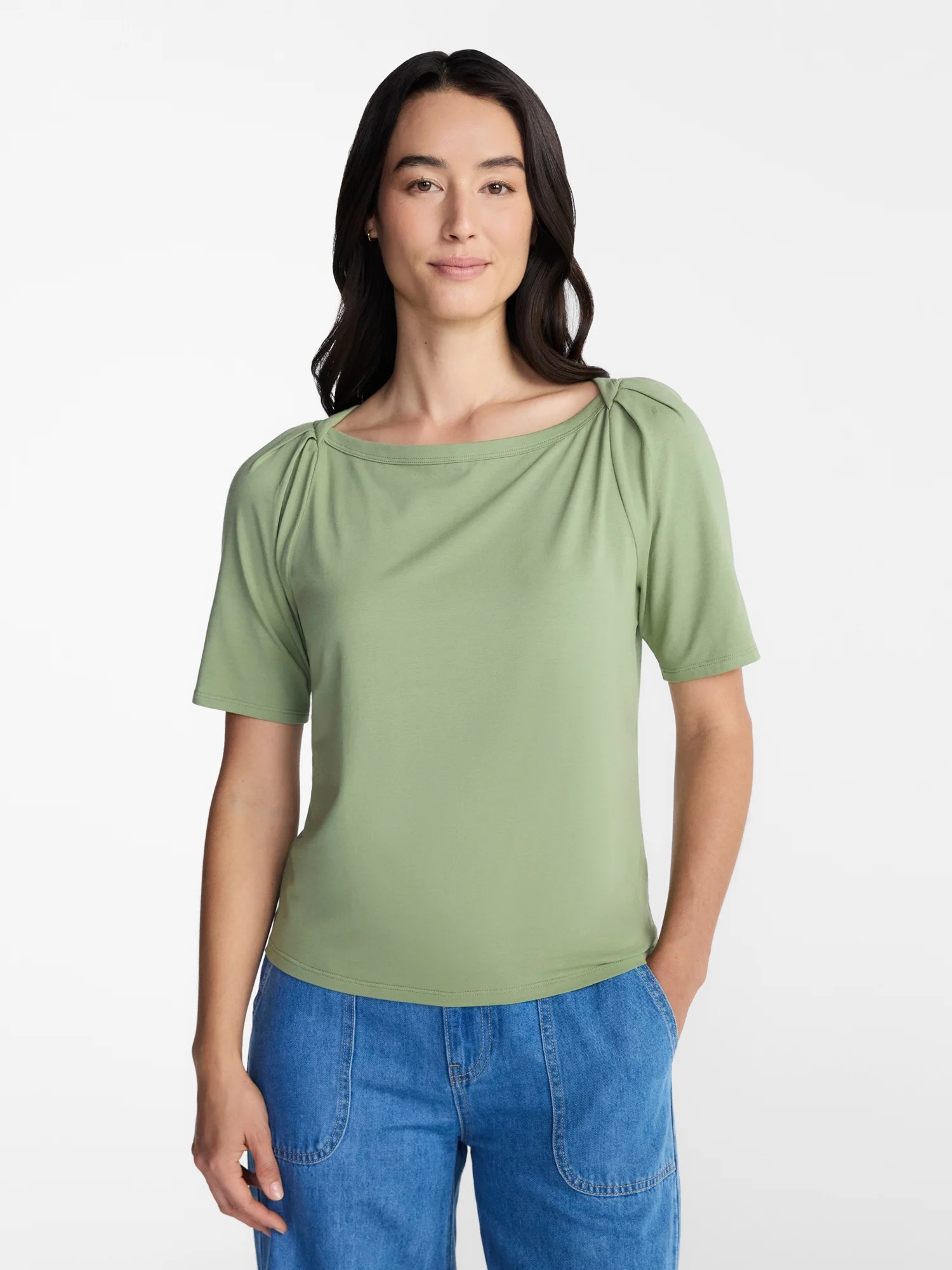 Time and Tru Women's Envelope Tee with Short Sleeves, Sizes XS-XXXL - Walmart.com | Walmart (US)