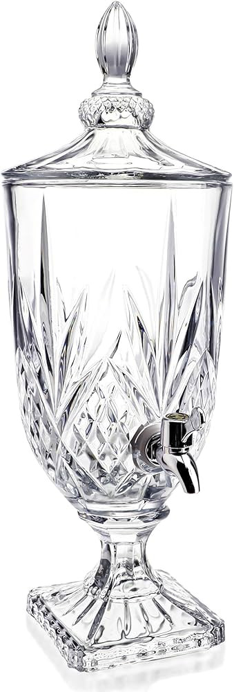 0.8 Gallon Glass Drink Dispenser for Parties 3L Crytal Iced Beverage Dispenser with Spigot Weddin... | Amazon (US)