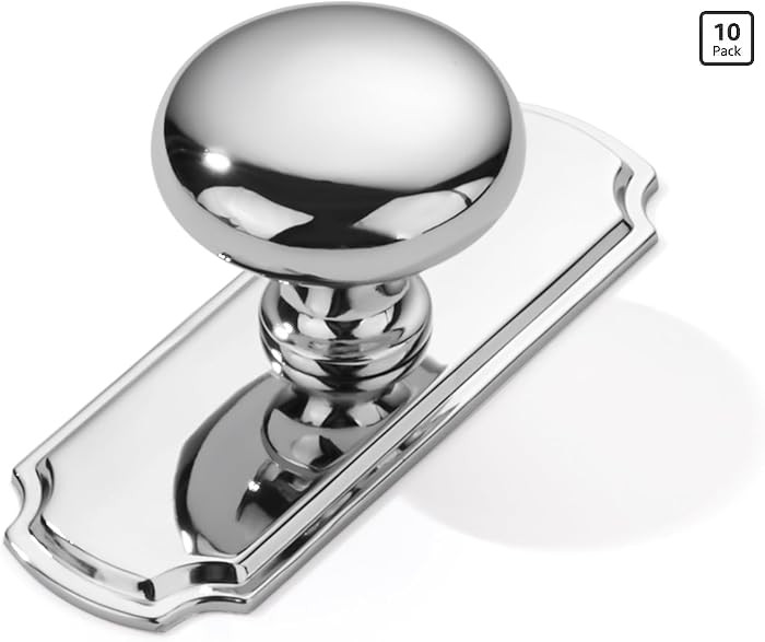 10 Pack 1-1/4 inch Backplate for Cabinet Knobs Polished Chrome Drawer Knobs Cabinet Hardware Vint... | Amazon (US)