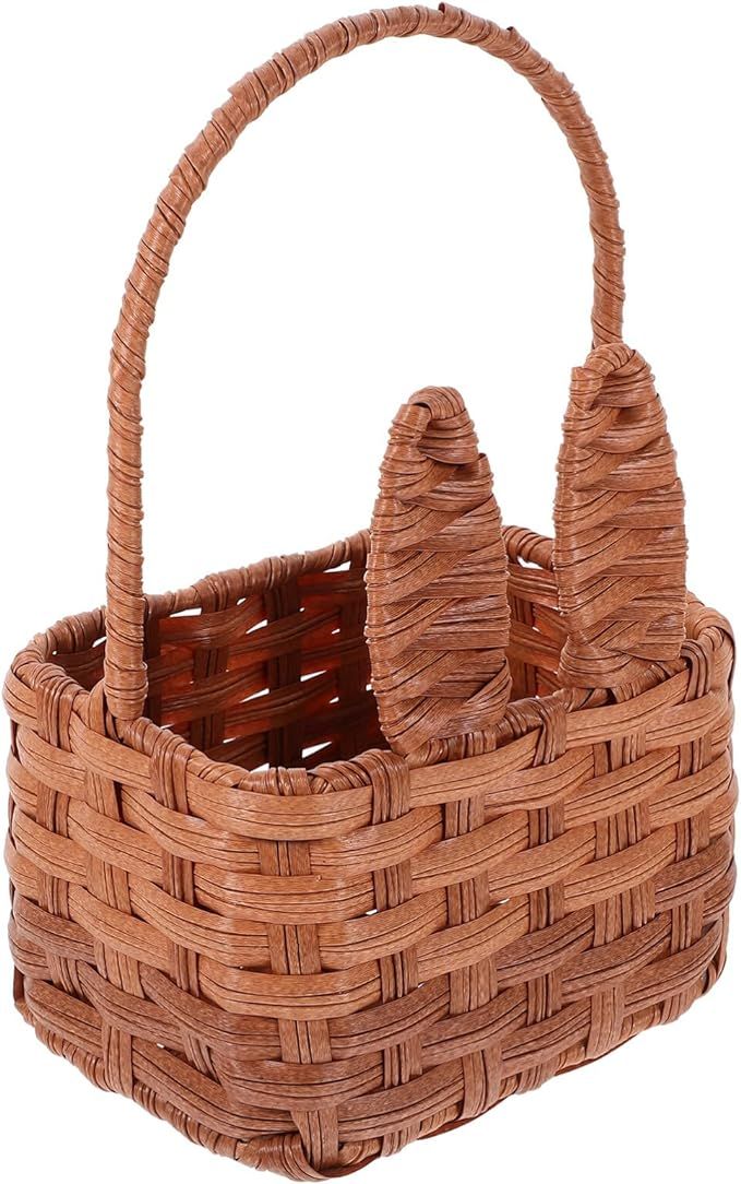 VOSAREA Easter Basket with Handle, Easter Bunny Woven Basket Picnic Basket with Cute Rabbit Ears ... | Amazon (US)