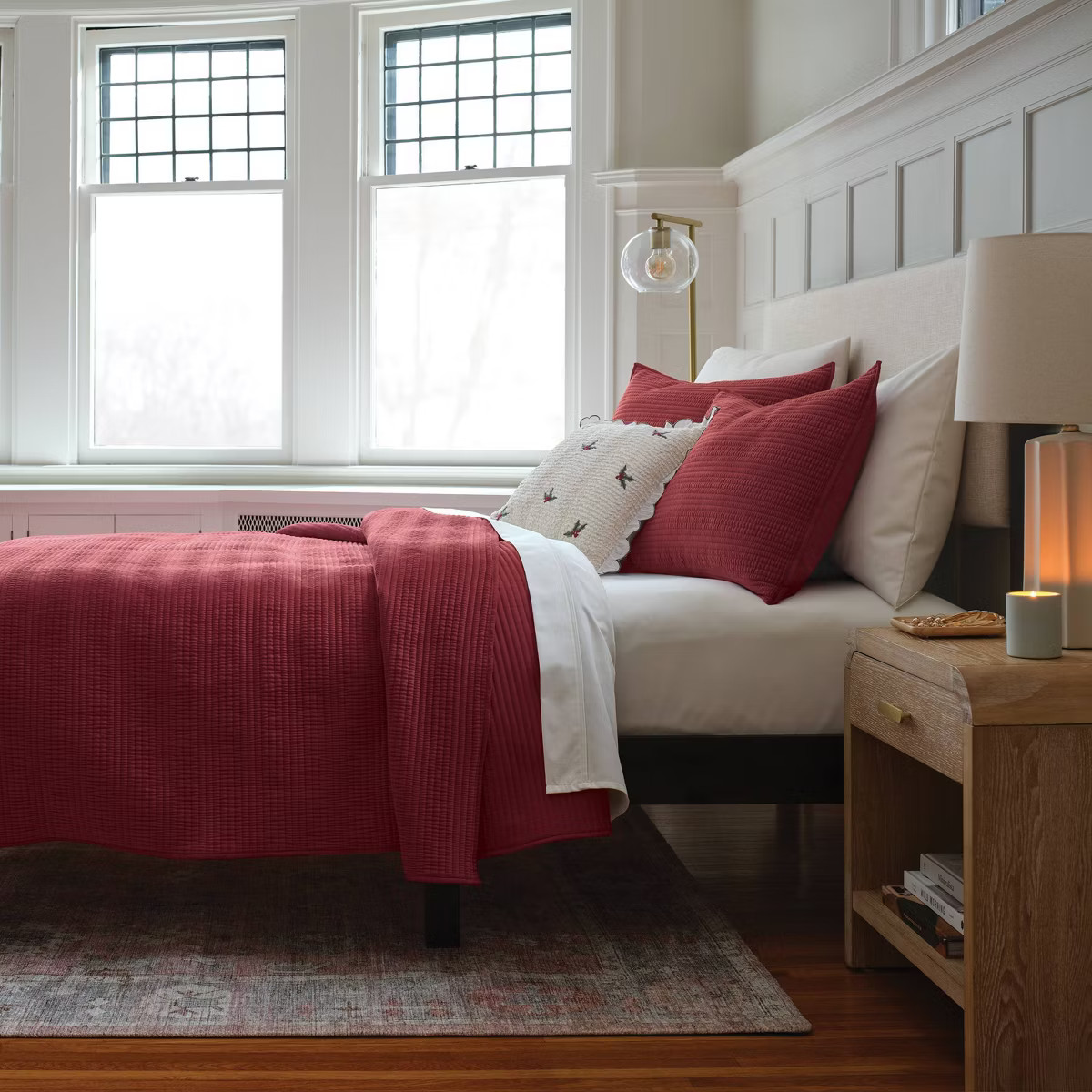 King Ruched Velvet Quilt Red - Threshold™ | Target