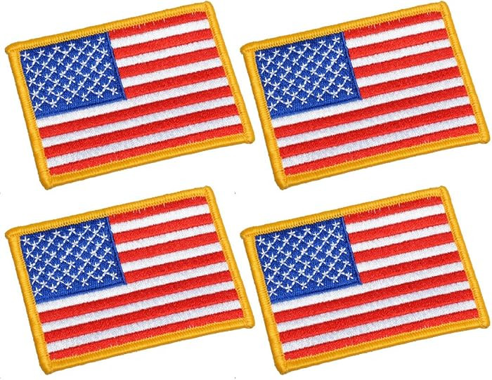 UNIS 4 Pack, 3.5 X 2.5. Inch Large Size American US Flag Embroidered Cloth Sew on Iron on Patch G... | Amazon (US)