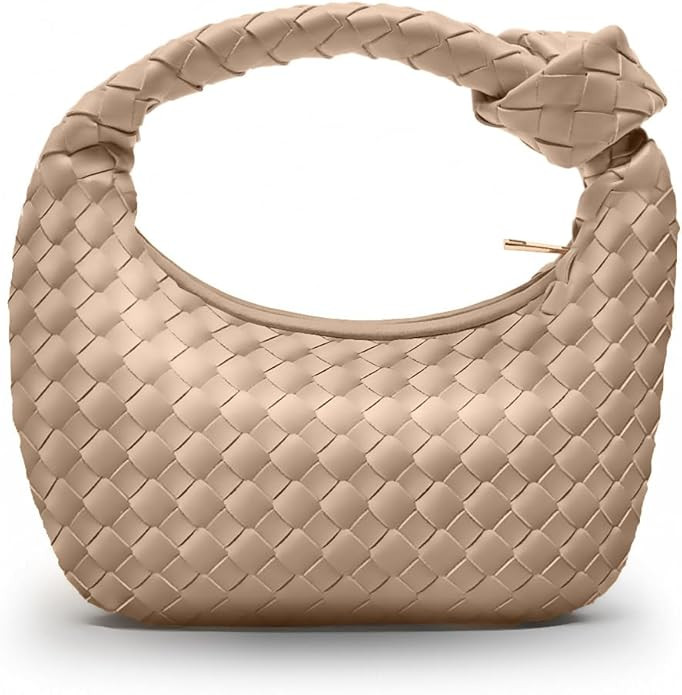 Woven Purse - Woven Bags for Women - Leather Hobo Handbags - Fashion Knotted Small Top Handle Clu... | Amazon (US)