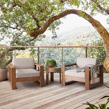 Portside Outdoor Lounge Chairs & Round Concrete Side Table Set | West Elm (US)