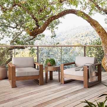 Portside Outdoor Lounge Chairs & Round Concrete Side Table Set | West Elm (US)