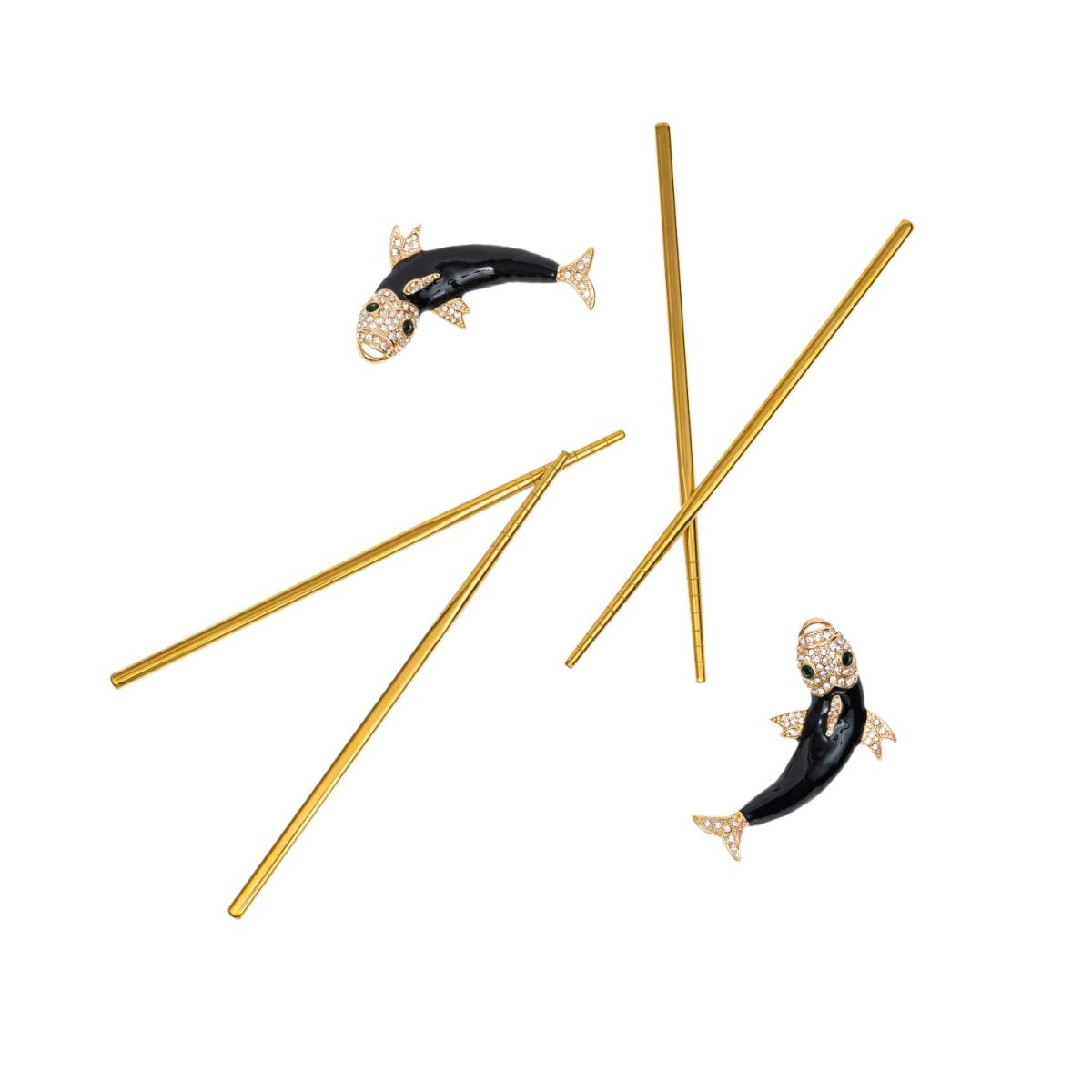 Enamel Koi Chopstick Rests & Chopsticks, Set Of Four | Wolf & Badger (US)