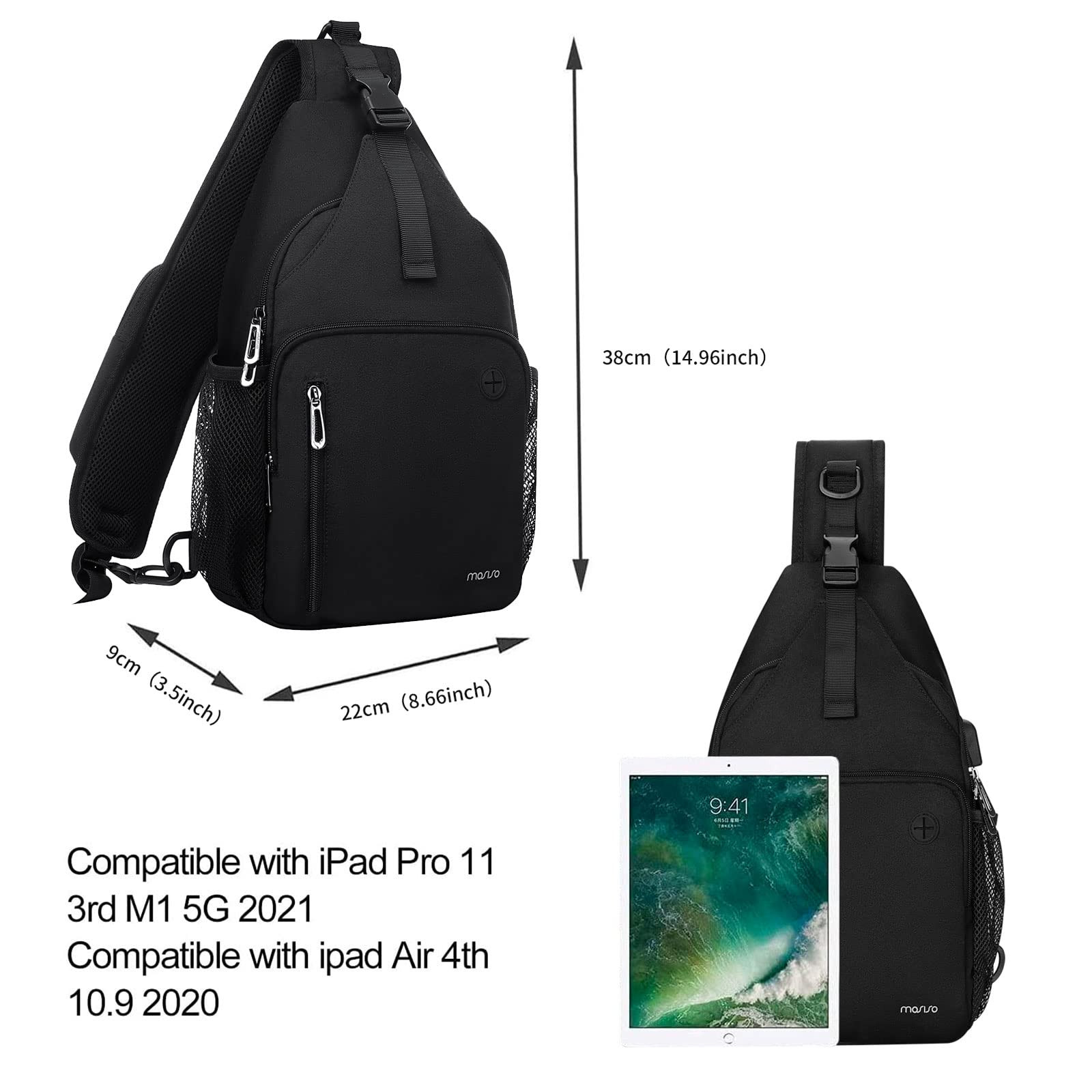 MOSISO Sling Backpack Bag, Crossbody Shoulder Bag Travel Hiking Daypack Chest Bag with Front Squa... | Amazon (US)
