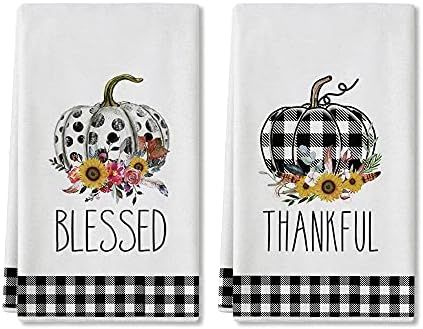 Artoid Mode Buffalo Plaid Polka Dot Pumpkin Sunflower Fall Kitchen Towels and Dish Towels, 18 x 2... | Amazon (US)