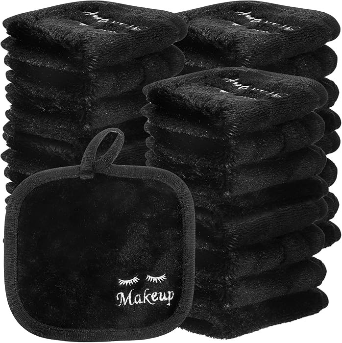 48Pcs Black Makeup Remover Cloth, Soft Microfiber Washable Make Up Eraser Cloth, 13" The Original... | Amazon (US)