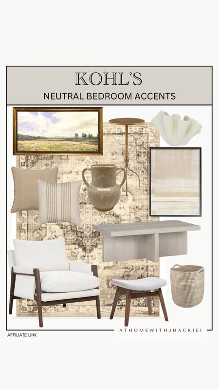 Kohls neutral bedroom accents, bedroom furniture, living room furniture, framed canvas, accent chair, entryway, coffee table, table, accent furniture, neutral, modern home, organic home, throw pillows neutral rug, earthy home. 

#LTKStyleTip #LTKFindsUnder100 #LTKHome