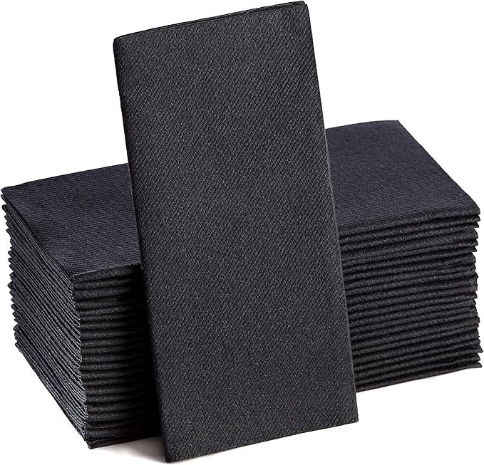 Black Paper Napkins | Linen Feel Guest Disposable Cloth Like Dinner Napkins | Hand Towels | Soft,... | Amazon (US)