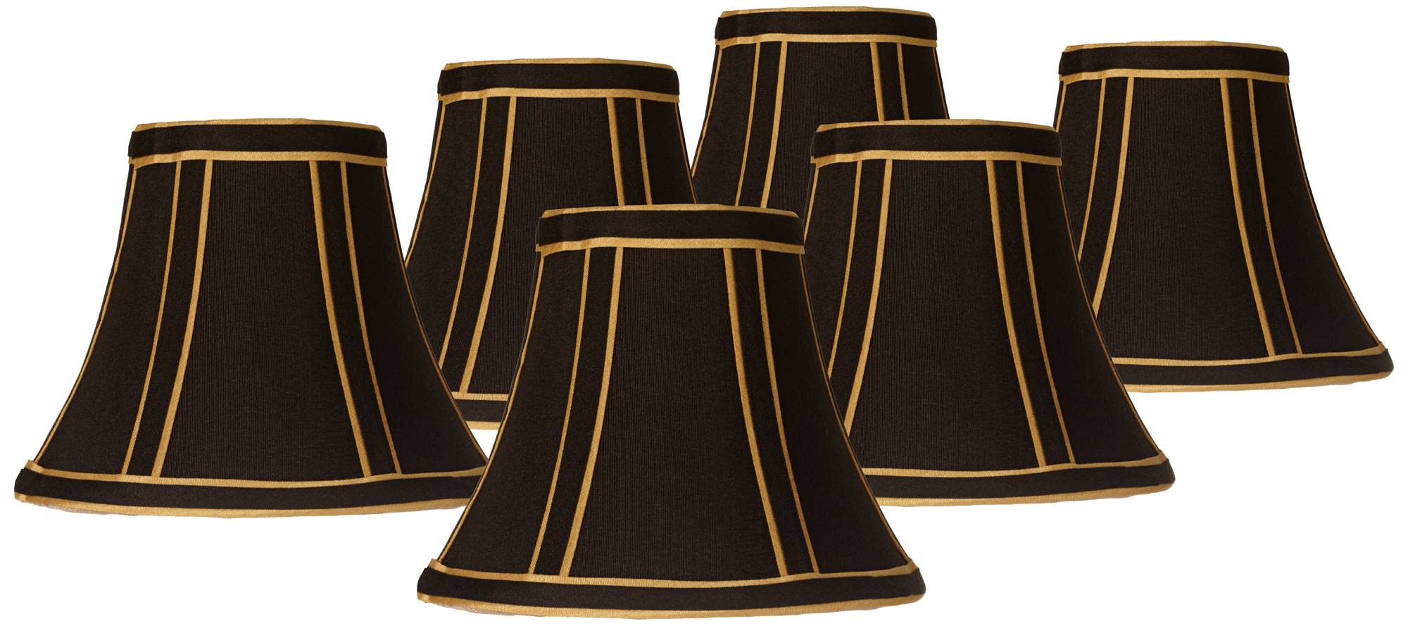 Set of 6 Empire Lamp Shades Black with Gold Trim Small 3" Top x 6" Bottom x 5" High Candelabra Cl... | Amazon (US)