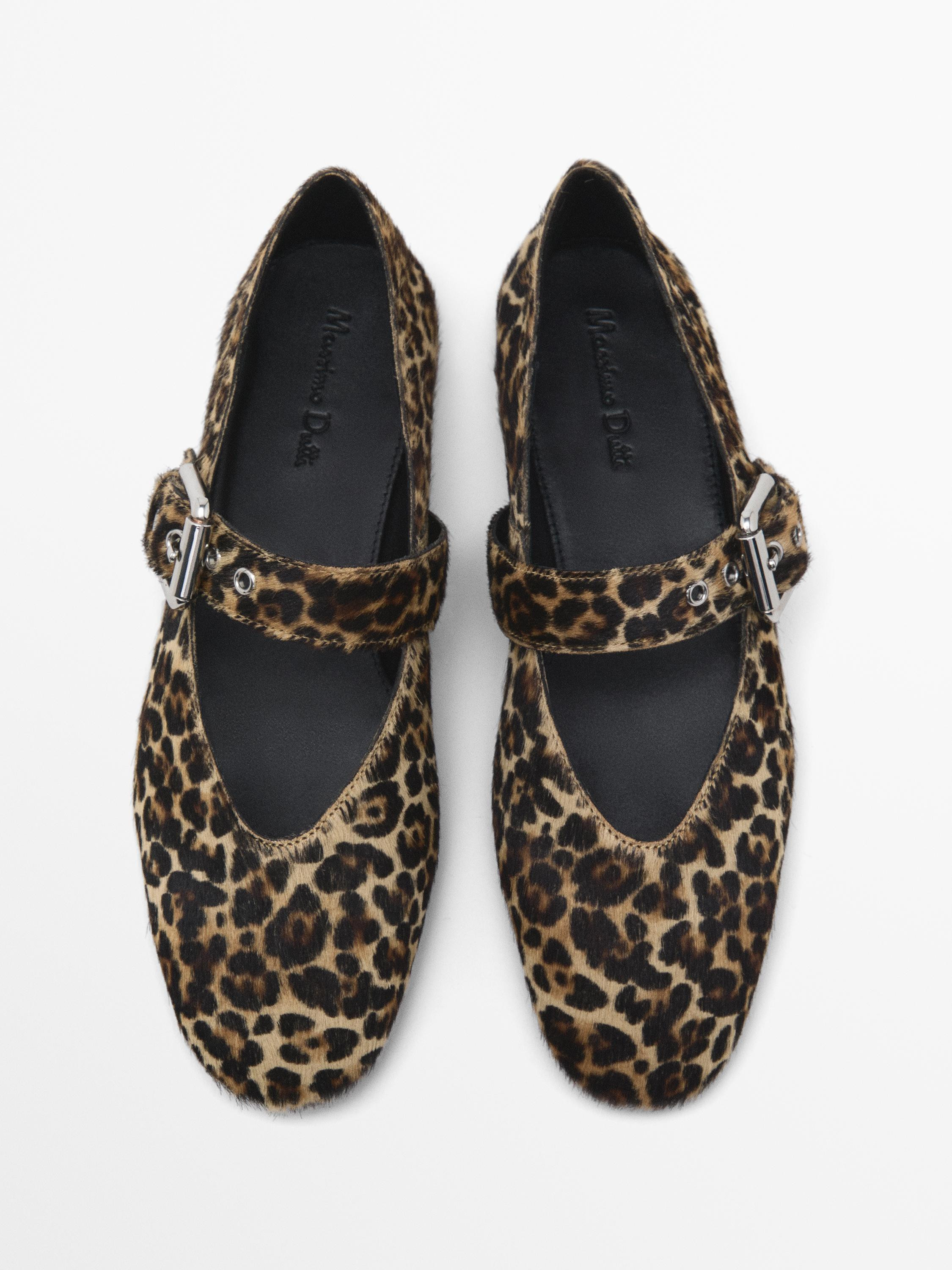 Ballerinas mit Schnalle und Animalprint | Massimo Dutti DE