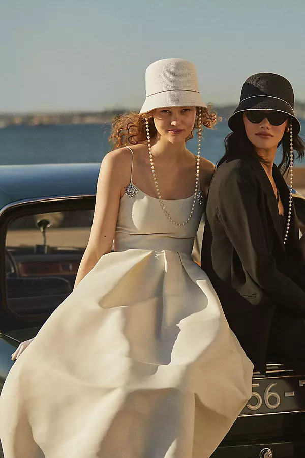 Sachin & Babi Audra Pleated Embellished Midi Dress By Sachin & Babi in White Size 14 | Anthropologie (US)