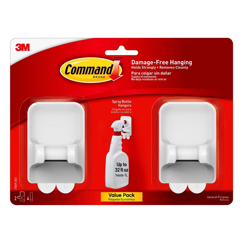 Command 2 Hangers/4 Strips per pk Spray Bottle Hangers White | Target