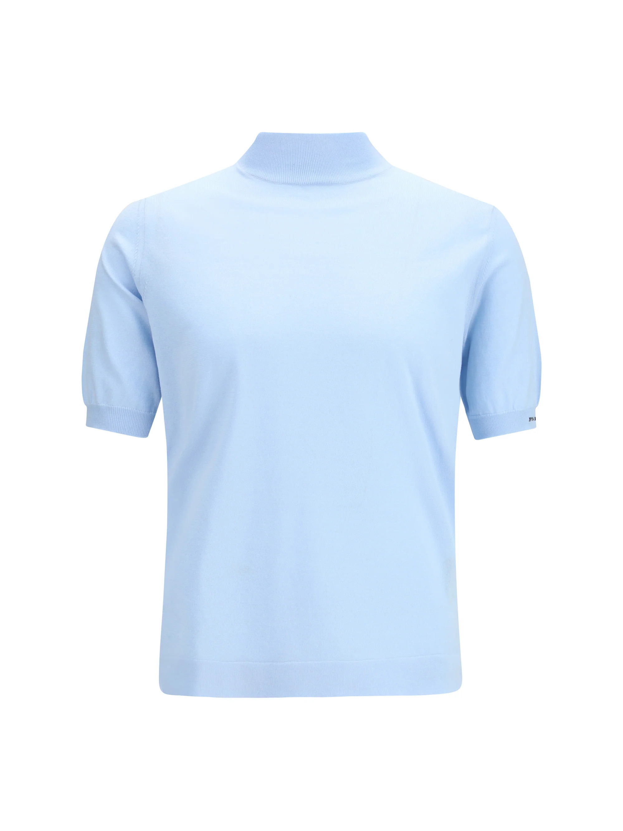 Prada Short-Sleeve Cotton Sweater — Blue | Italist Inc.
