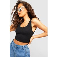 Womens Scoop Neck Crop Tank Top - Black - L | boohoo (US & Canada)