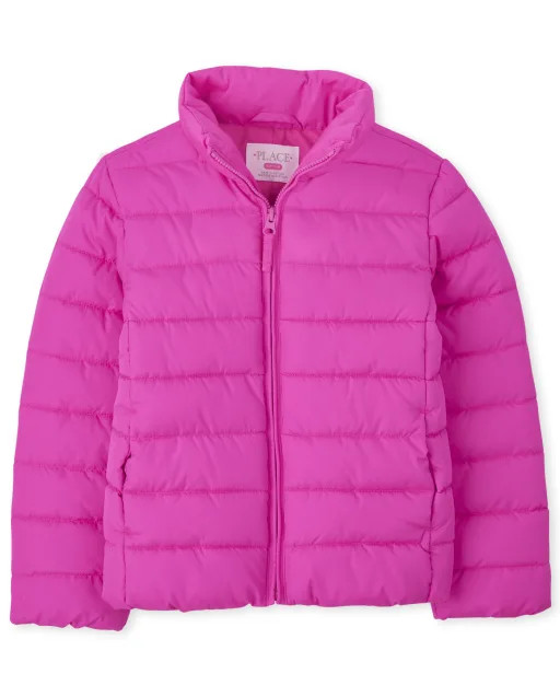Girls Long Sleeve Puffer Jacket | The Children's Place  - ROSE QUARTZ | The Children's Place