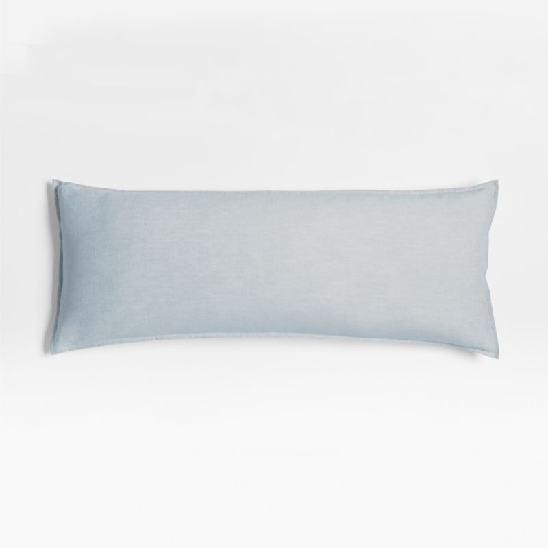 Mist Blue Belgian Flax Linen 54"x20" Body Pillow Cover + Reviews | Crate & Barrel | Crate & Barrel