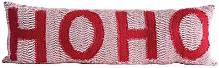 Creative Co-Op Ho Cotton Woven Pillows, Red | Amazon (US)