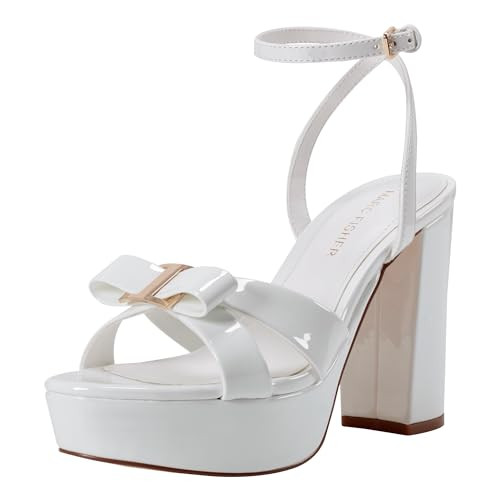 Marc Fisher Women's Daisee Heeled Sandal, White Patent 140, 5.5 | Amazon (US)