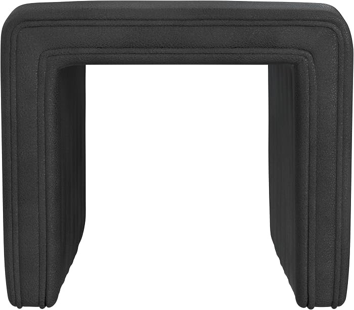 HomePop Modern Channel Tufted Faux Leather Ottoman Home Décor|Ottoman for Living Room & Bedroom ... | Amazon (US)
