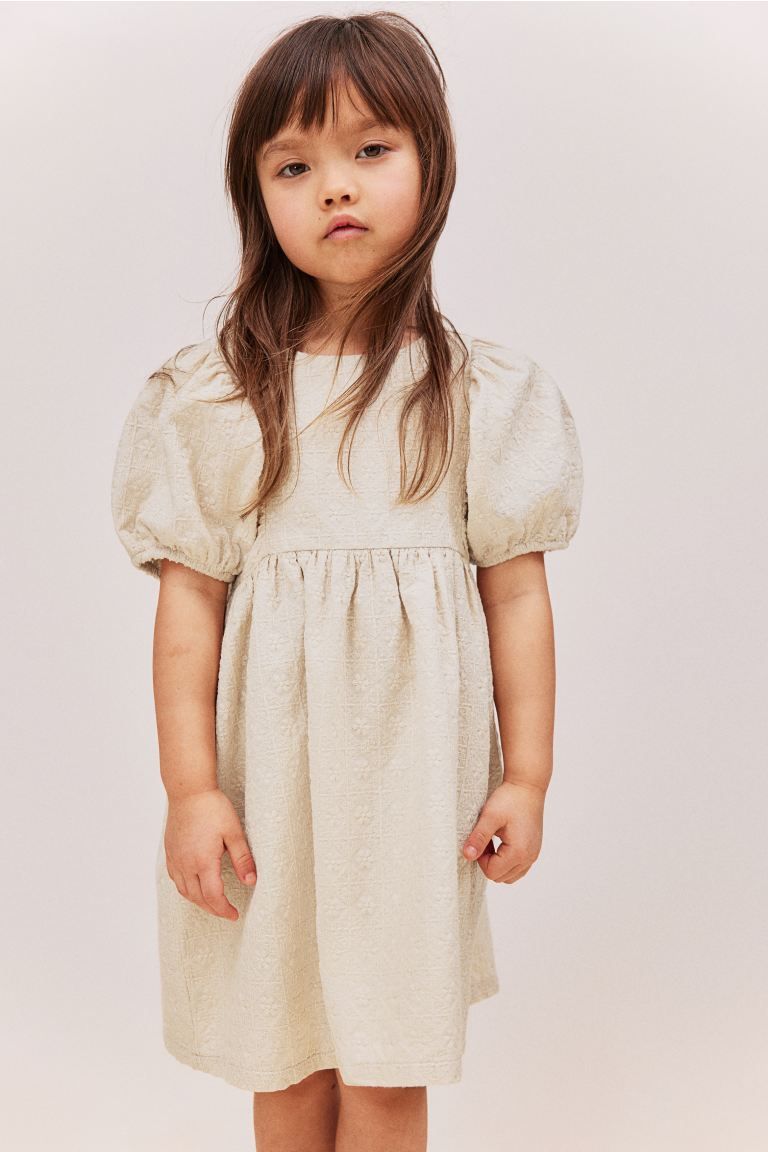 Embroidered Cotton Dress - Light beige - Kids | H&M US | H&M (US + CA)
