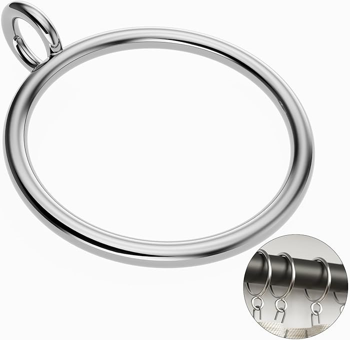 50 Pack Silver Metal Curtain Rings with Eyelets, 1.5 inch Inner Diameter Drapery Rings Apply for ... | Amazon (US)