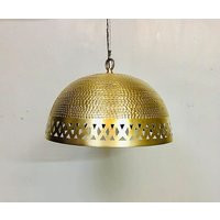 Hammered Brass Dome Pendant Light, Moroccan Chandelier Lighting | Etsy (US)