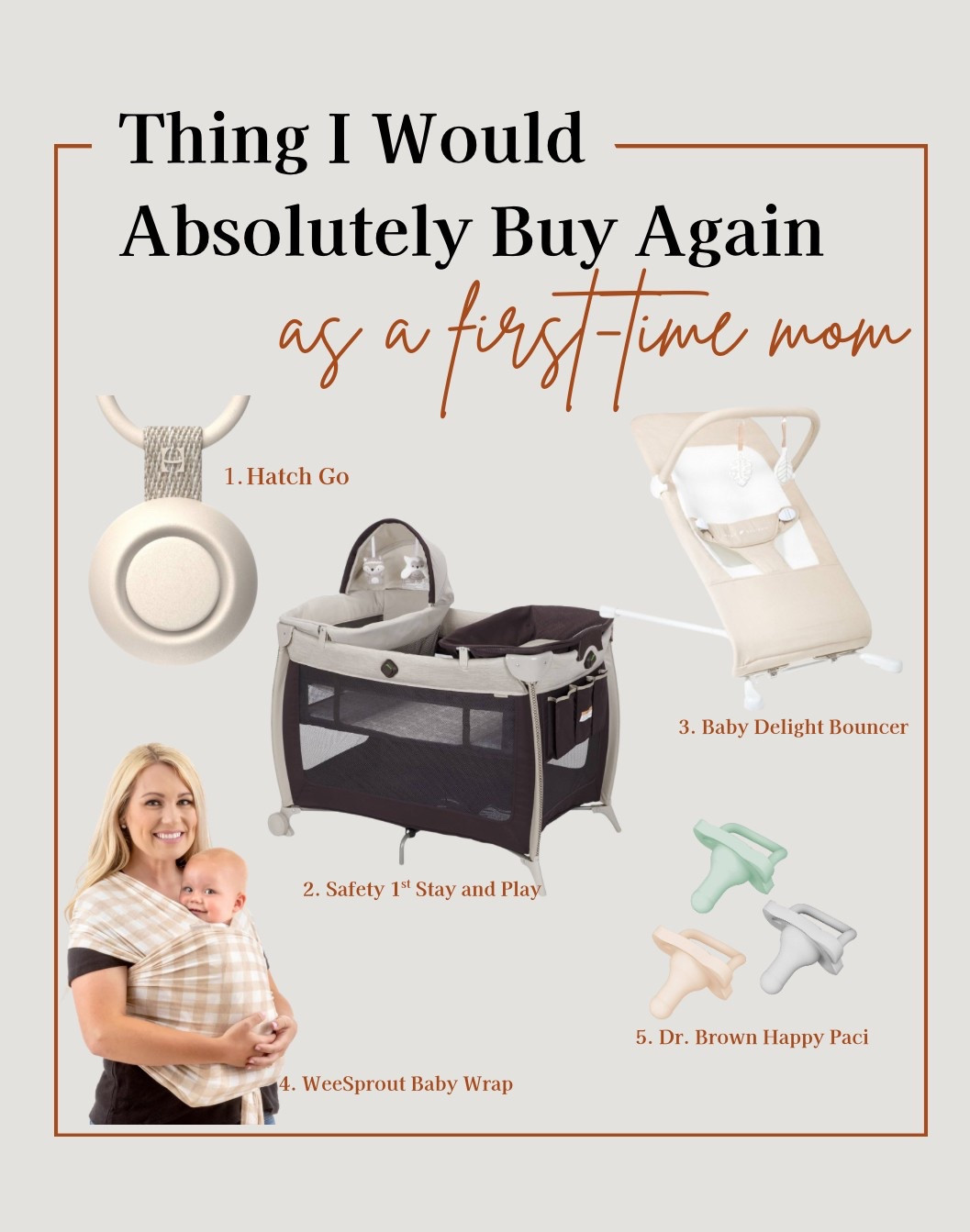 Baby boy is 7 weeks old and, so far, these are the items we use pretty much every day.
The portable sound machine is a lifesaver! We take it everywhere and it’s perfect for calming him down or getting him to take a nap during the day.
The bouncer is a must around here. He hates being put down and this bouncer makes it possible for me to actually get things done.
We use the play yard in the living room for diaper changes and naps (when he’ll take one) during the day. I love that it’ll grow with him.
We have a carrier we also love but bought this wrap as an affordable option because he was initially too small for his carrier. Love the price and it’s great for baby wearing around the house when I need to get things done.
He rejected all the pacifiers we originally bought😂 But loves these!

#LTKFindsUnder50 #LTKBaby